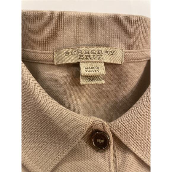 Burberry Brit Short Sleeve Polo Check Puff Sleeve Shirt Women M T-Shirt Logo Top - Picture 8 of 12